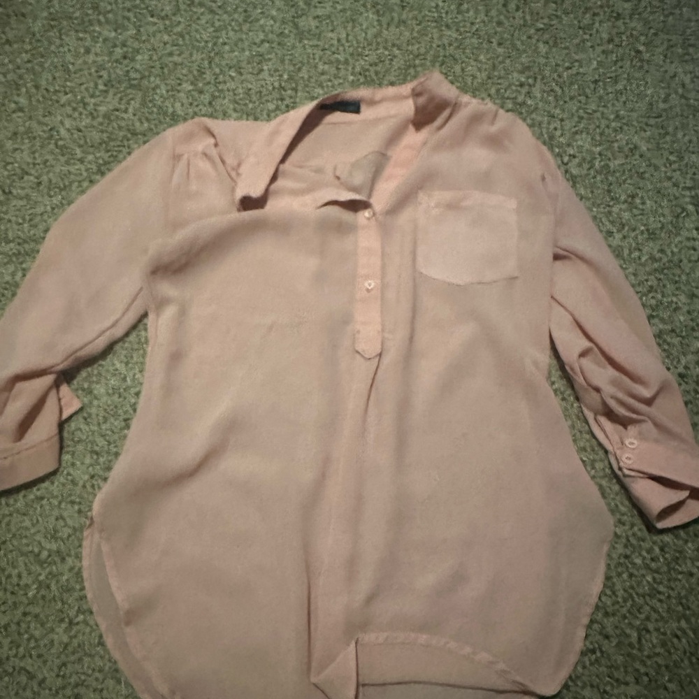 Light Pink Button-Up Blouse